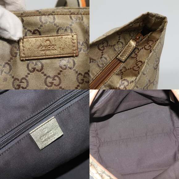 GUCCI GG Canvas GG Crystal Tote Bag Coated Canvas Gold - Picture 11 of 12